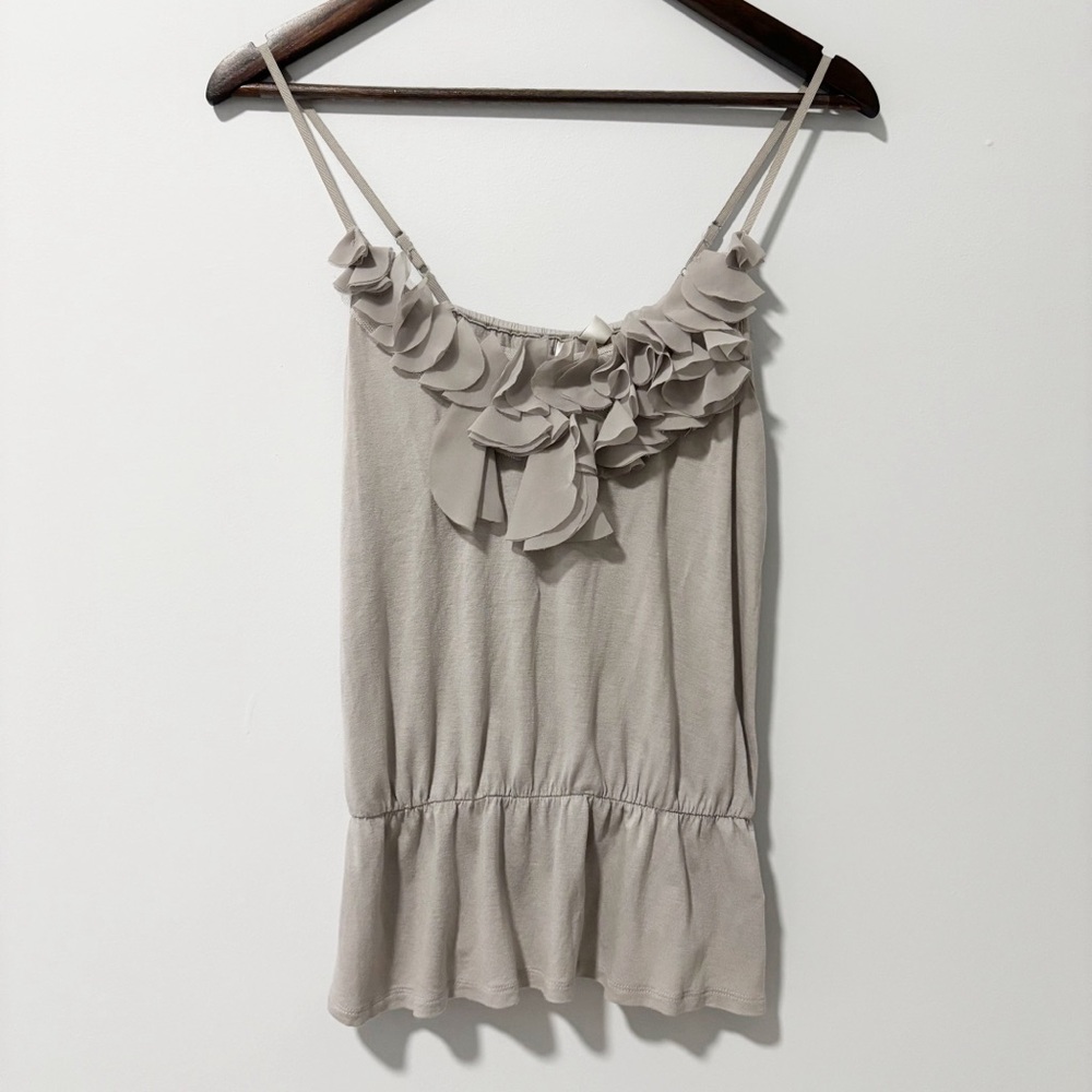 LC Lauren Conrad Womens Gray‎ Ruffled Camisole Tank Top Size Small